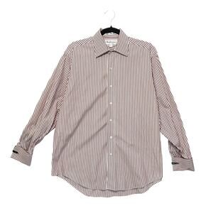 Burberrys Striped Dress Shirt Vintage Men's Sz 15.5-33 Red Made in USA Luxury
